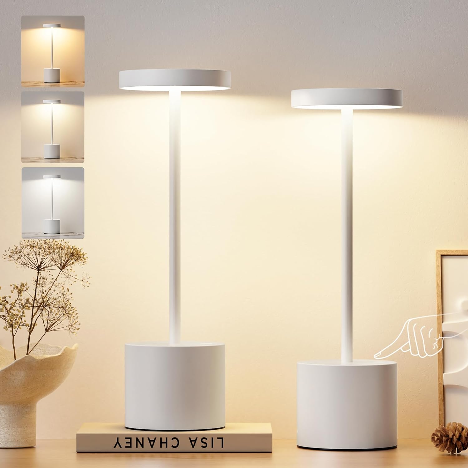 Metallic Cordless Table Lamp - Set of 2