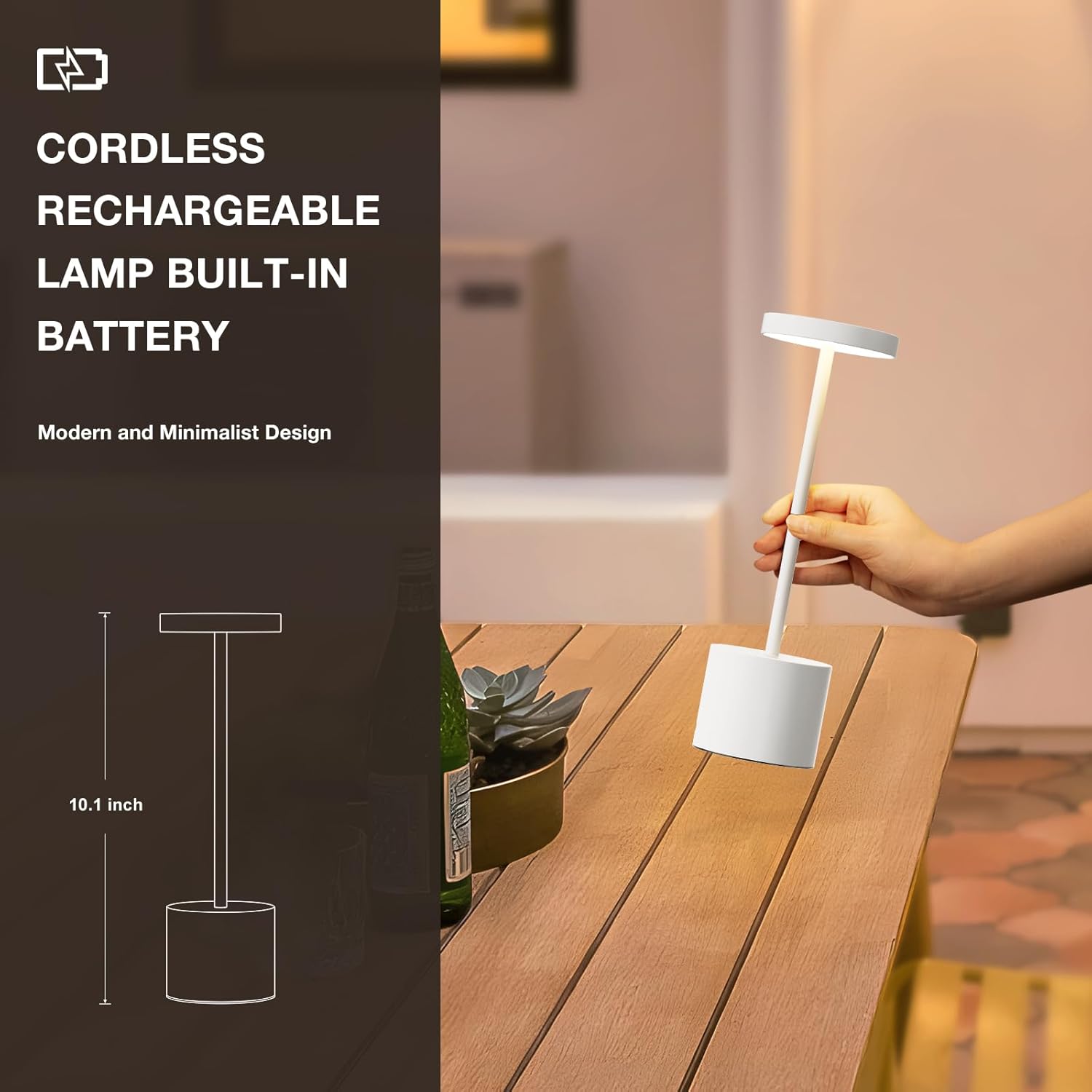 Metallic Cordless Table Lamp - Set of 2 - Image 2