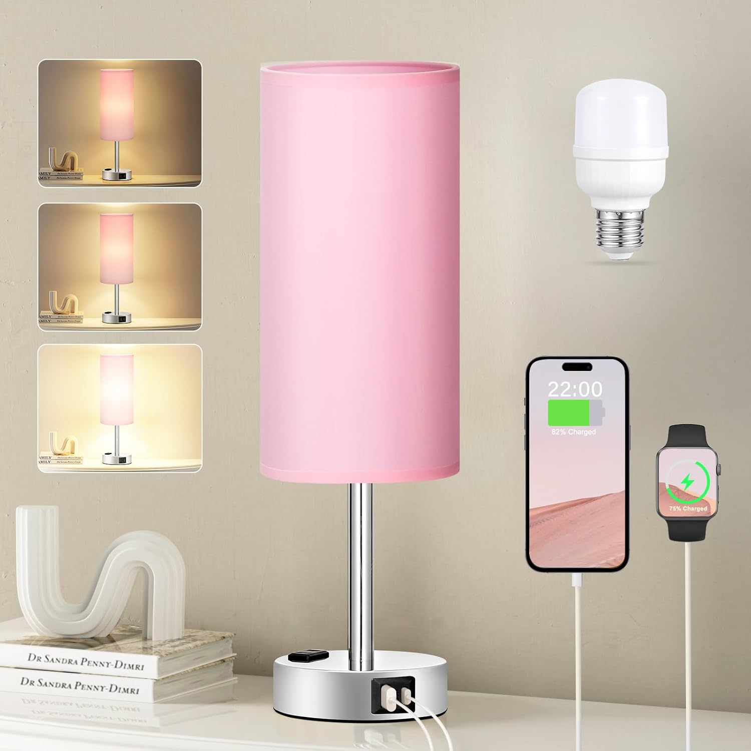 3-Way Dimmable USB Bedside Lamp - Image 2