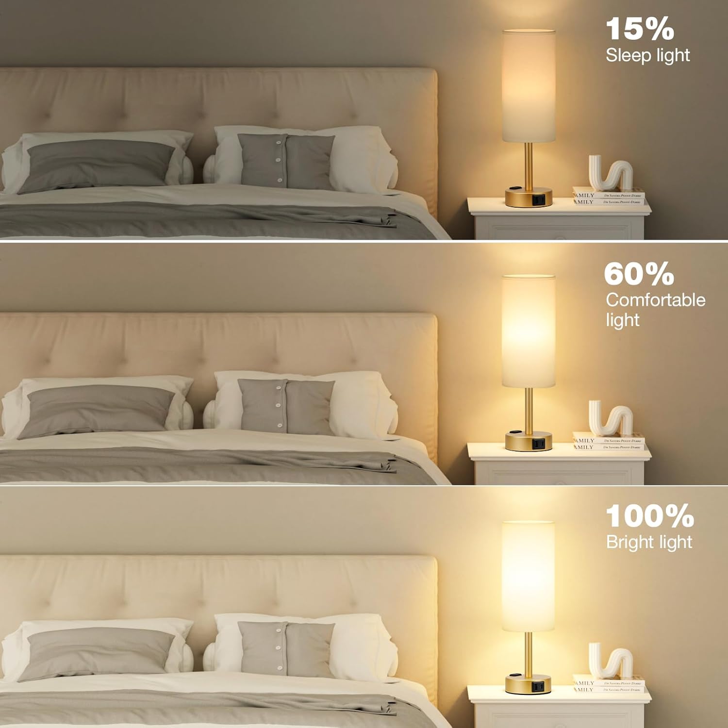 3-Way Dimmable USB Bedside Lamp - Image 2