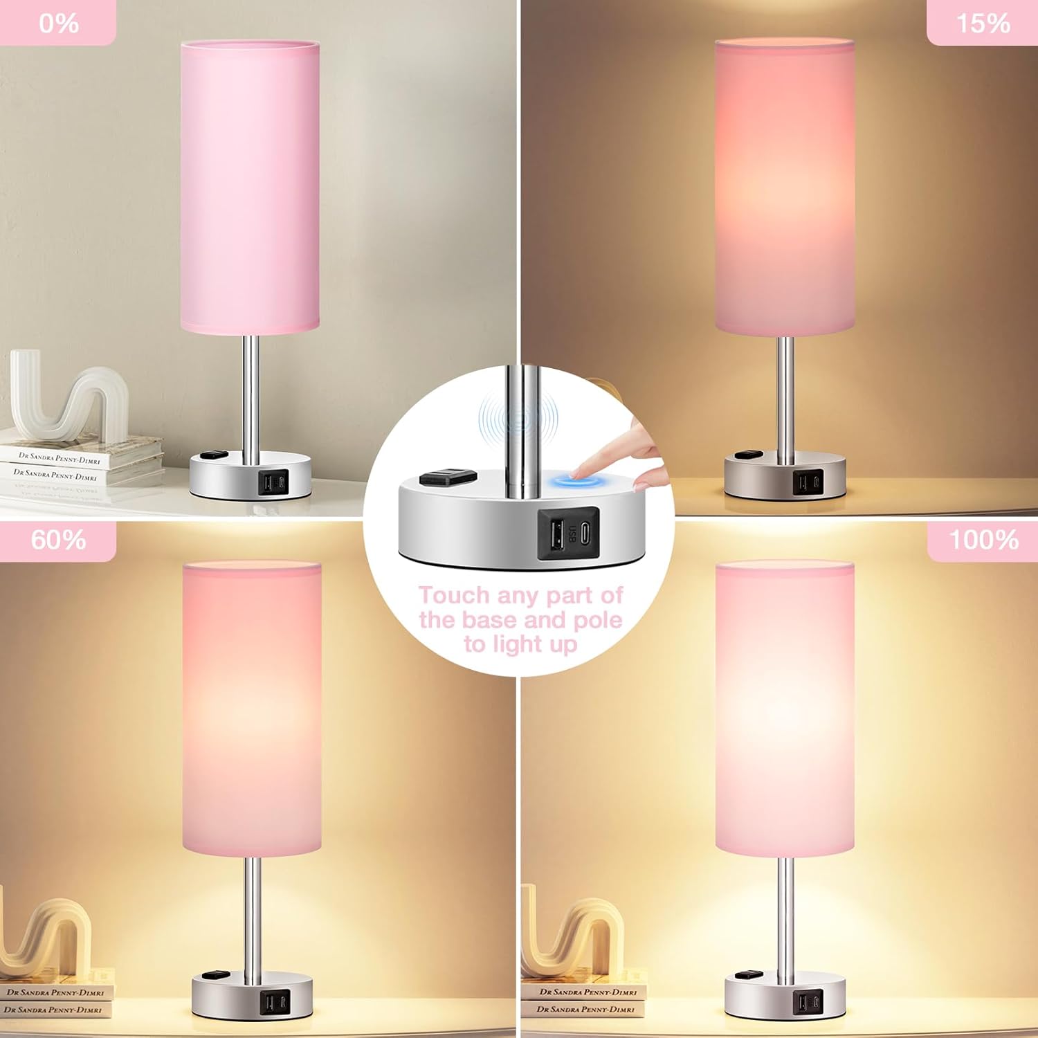 3-Way Dimmable USB Bedside Lamp - Image 3
