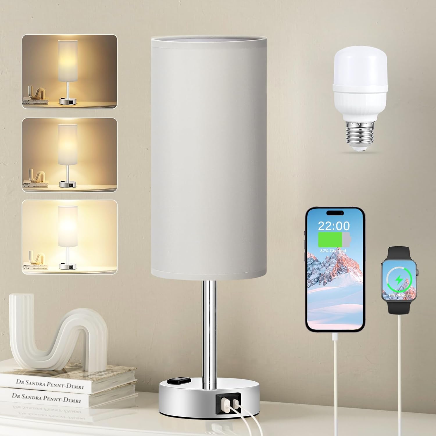 3-Way Dimmable USB Bedside Lamp - Image 2