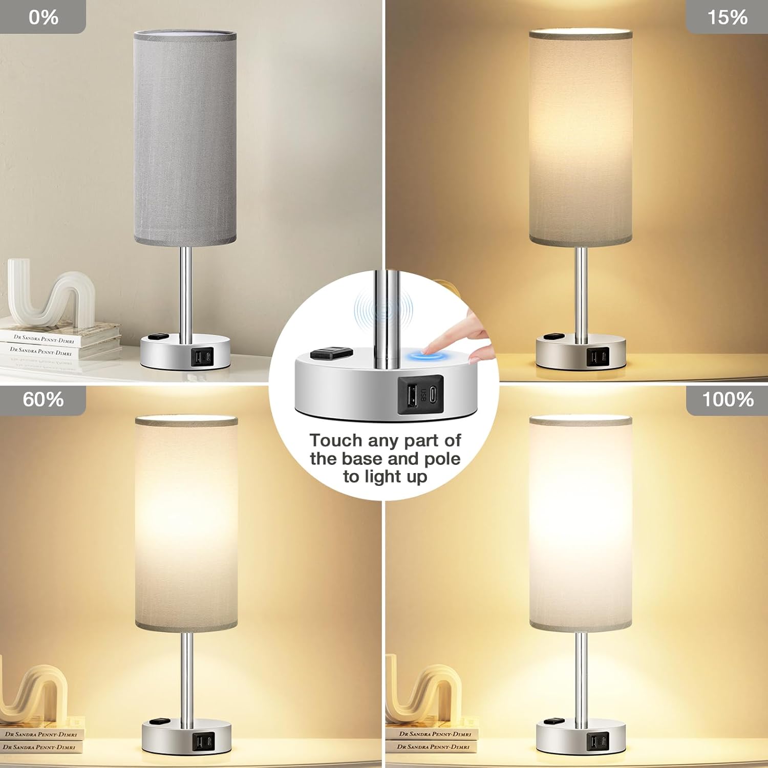 3-Way Dimmable USB Bedside Lamp - Image 4