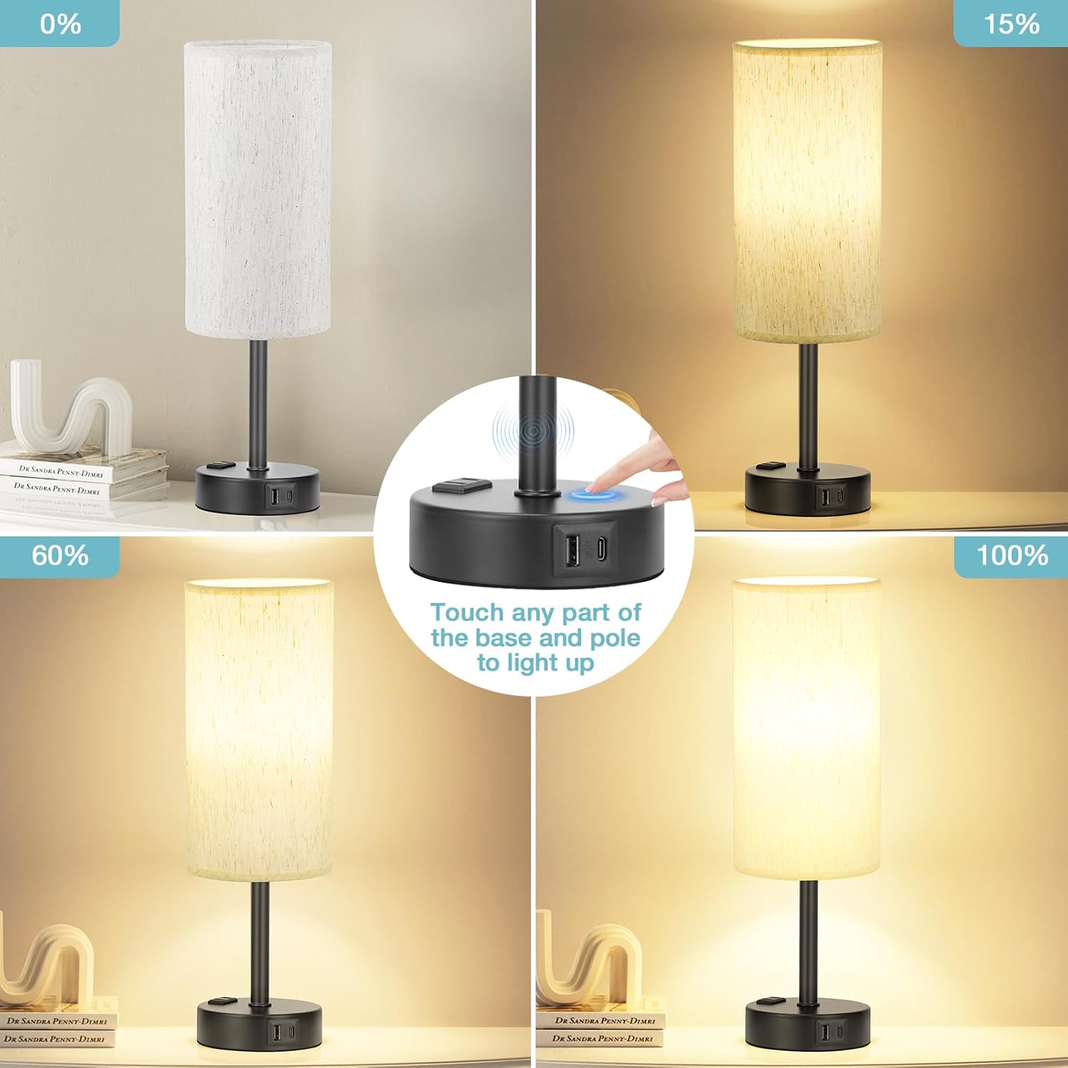 3-Way Dimmable USB Bedside Lamp - Image 2