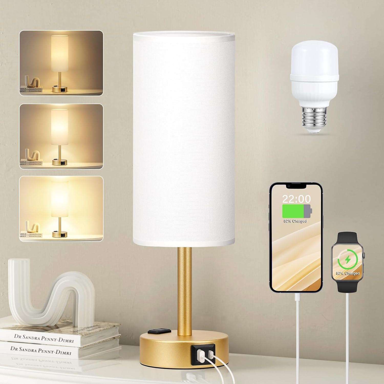 3-Way Dimmable USB Bedside Lamp - Image 4