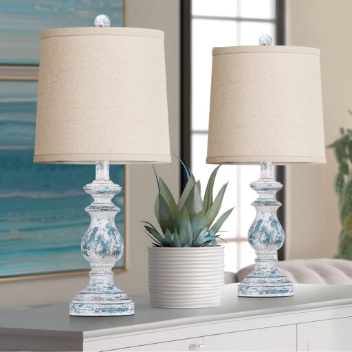 Alternative view of Blue Vintage Farmhouse Bedside Lamps