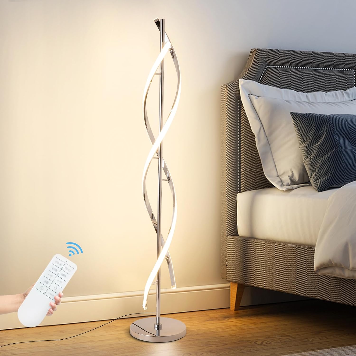 Chrome LED Dimmable Spiral Lamp