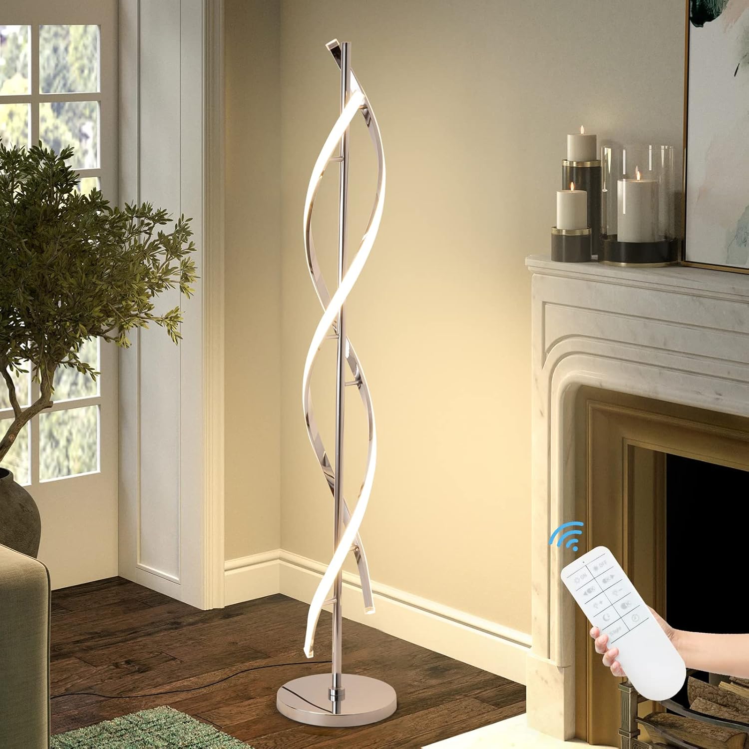 Chrome LED Dimmable Spiral Lamp - Image 4