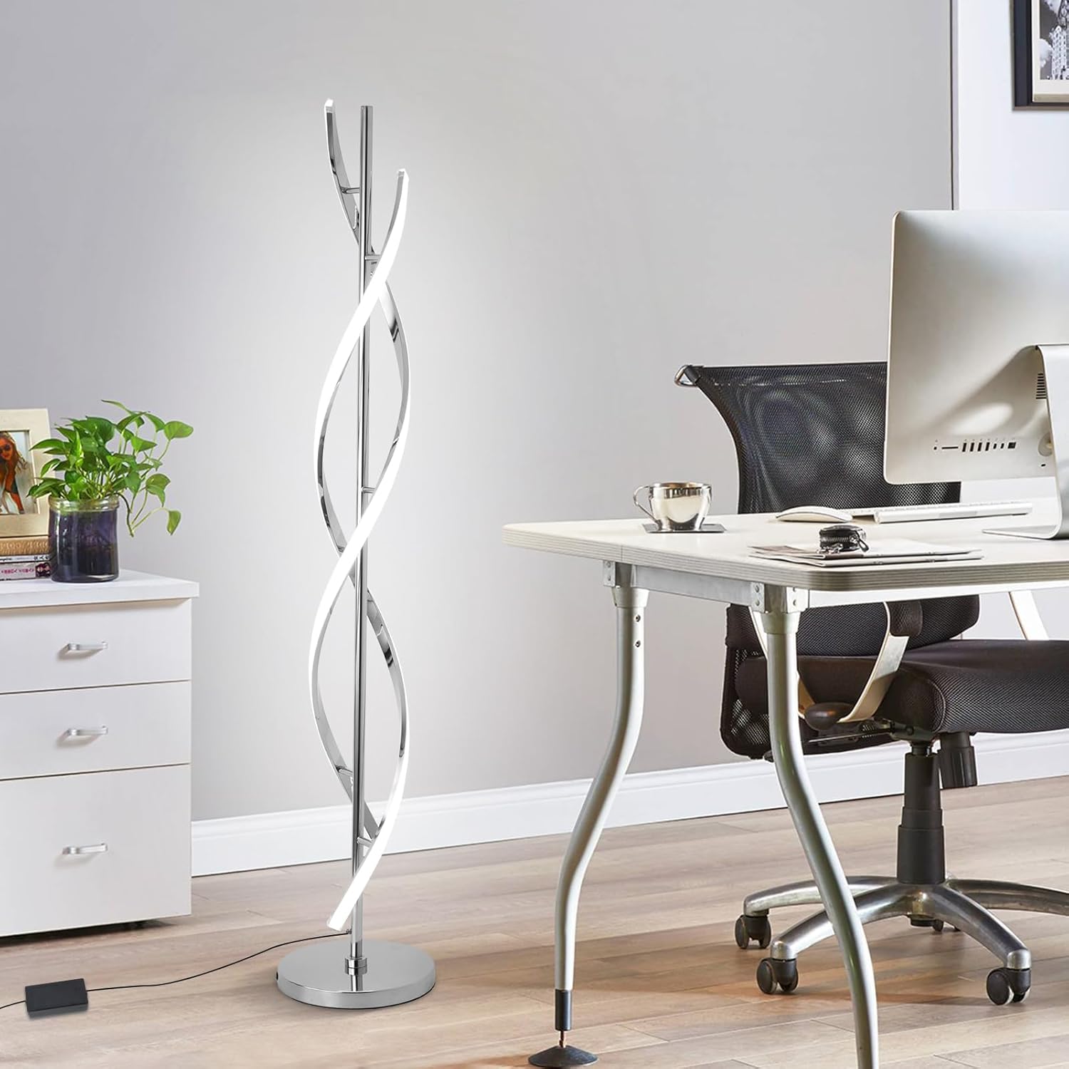 Chrome LED Dimmable Spiral Lamp - Image 3
