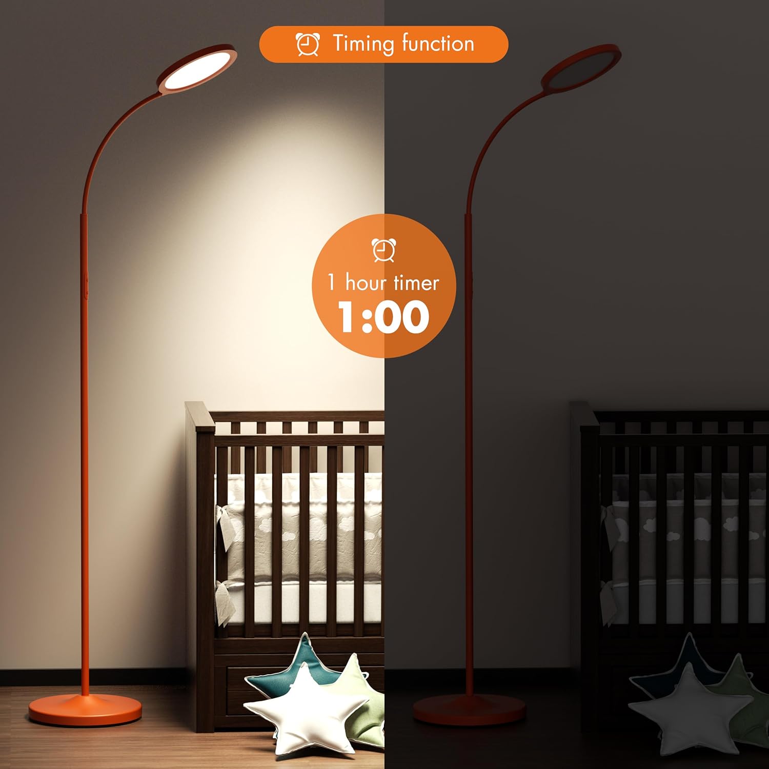 Dimmable LED Floor Lamp Orange - Image 3