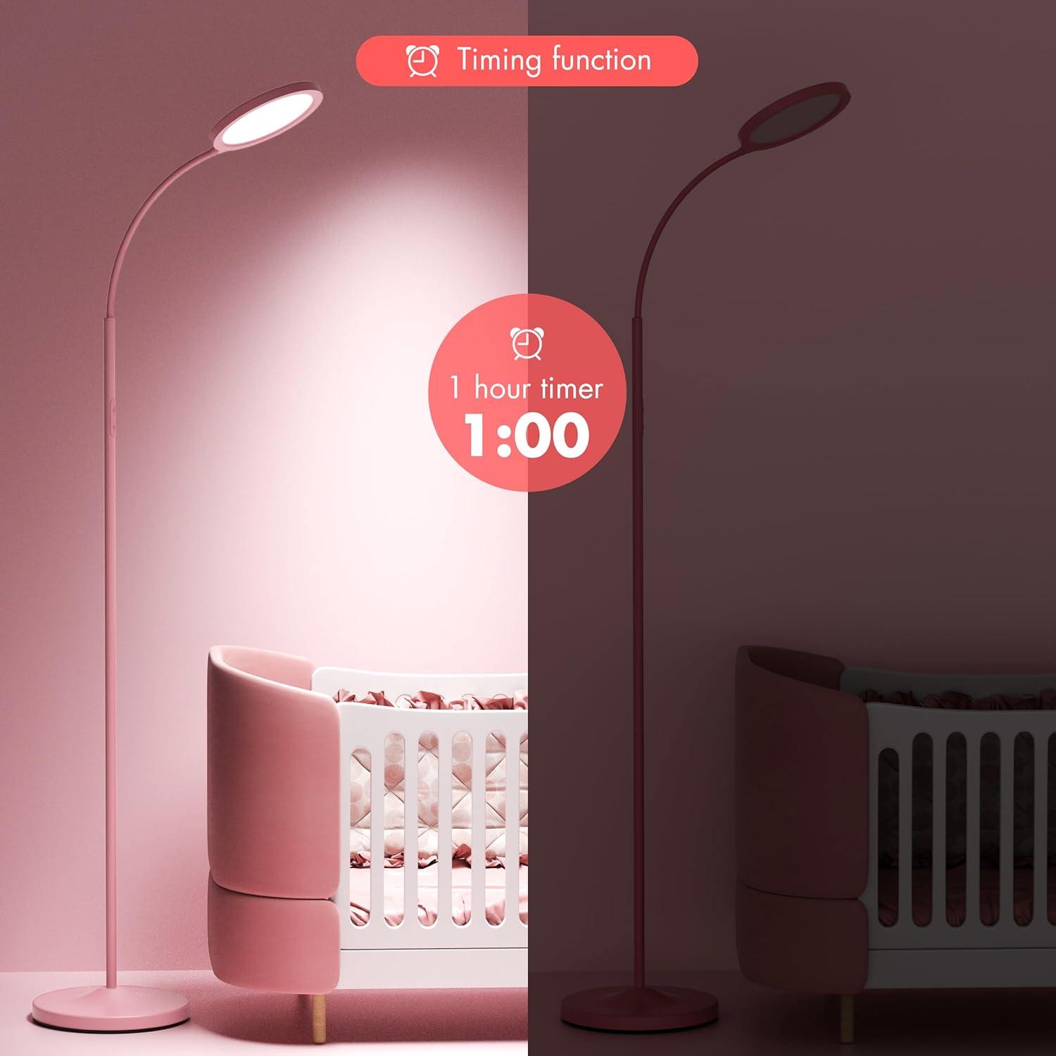 Dimmable LED Floor Lamp Pink - Image 4