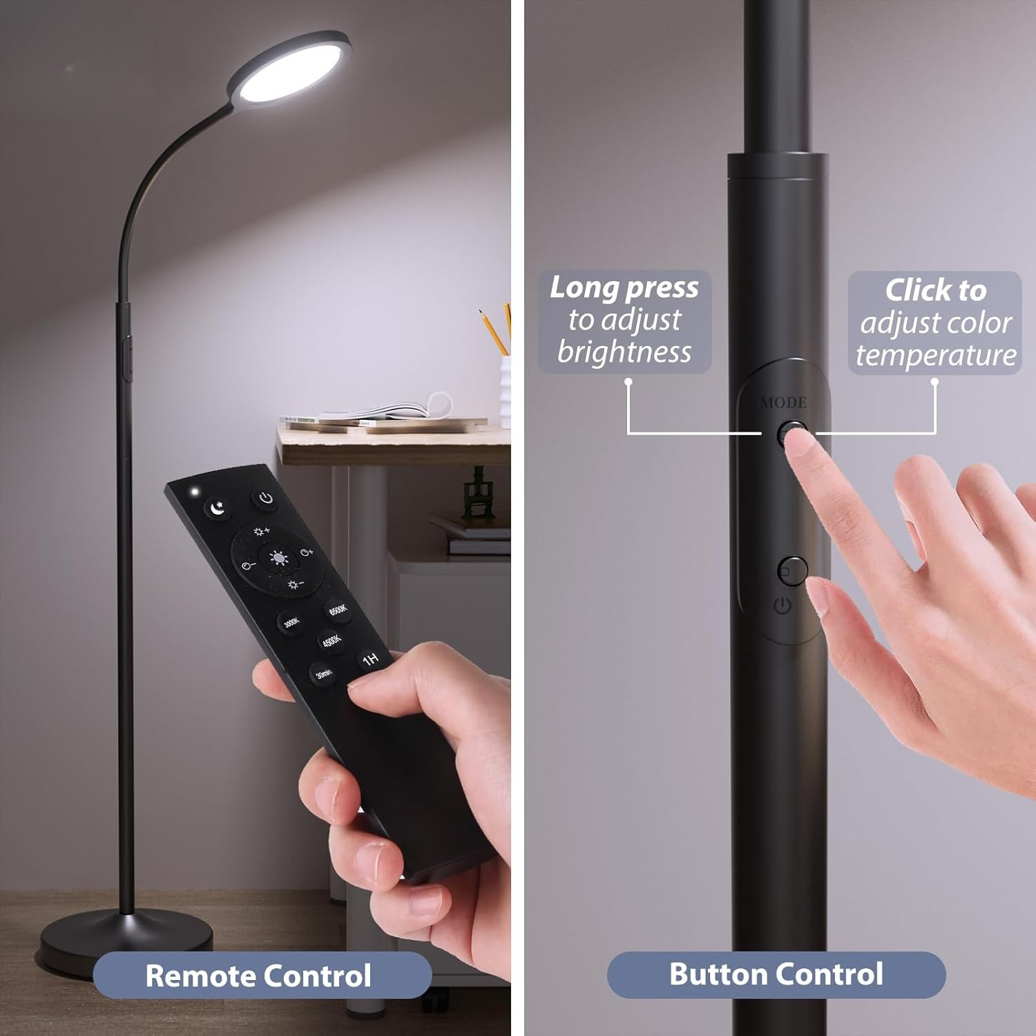 Dimmable LED Floor Lamp Black - Image 2