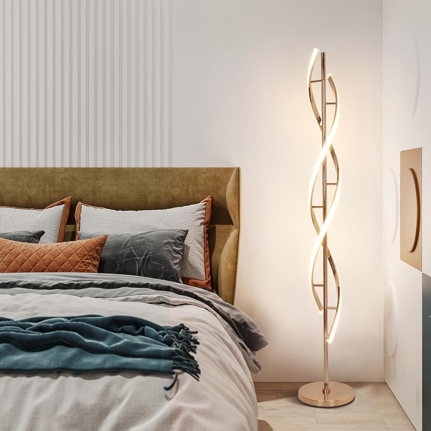 Gold LED Dimmable Spiral Lamp