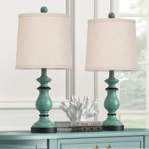 Green Vintage Farmhouse Bedside Lamps