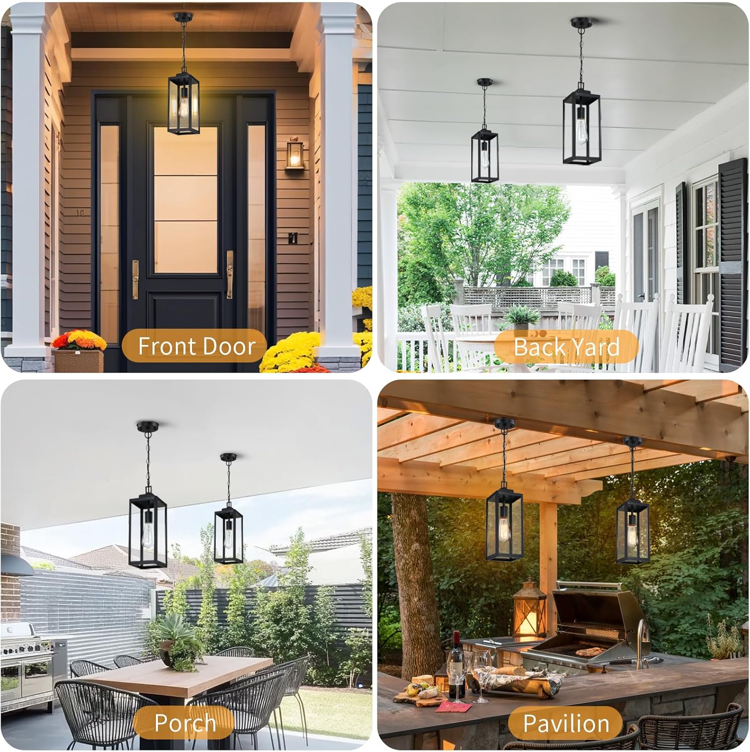 Modern Black Outdoor Pendant Light - Image 2