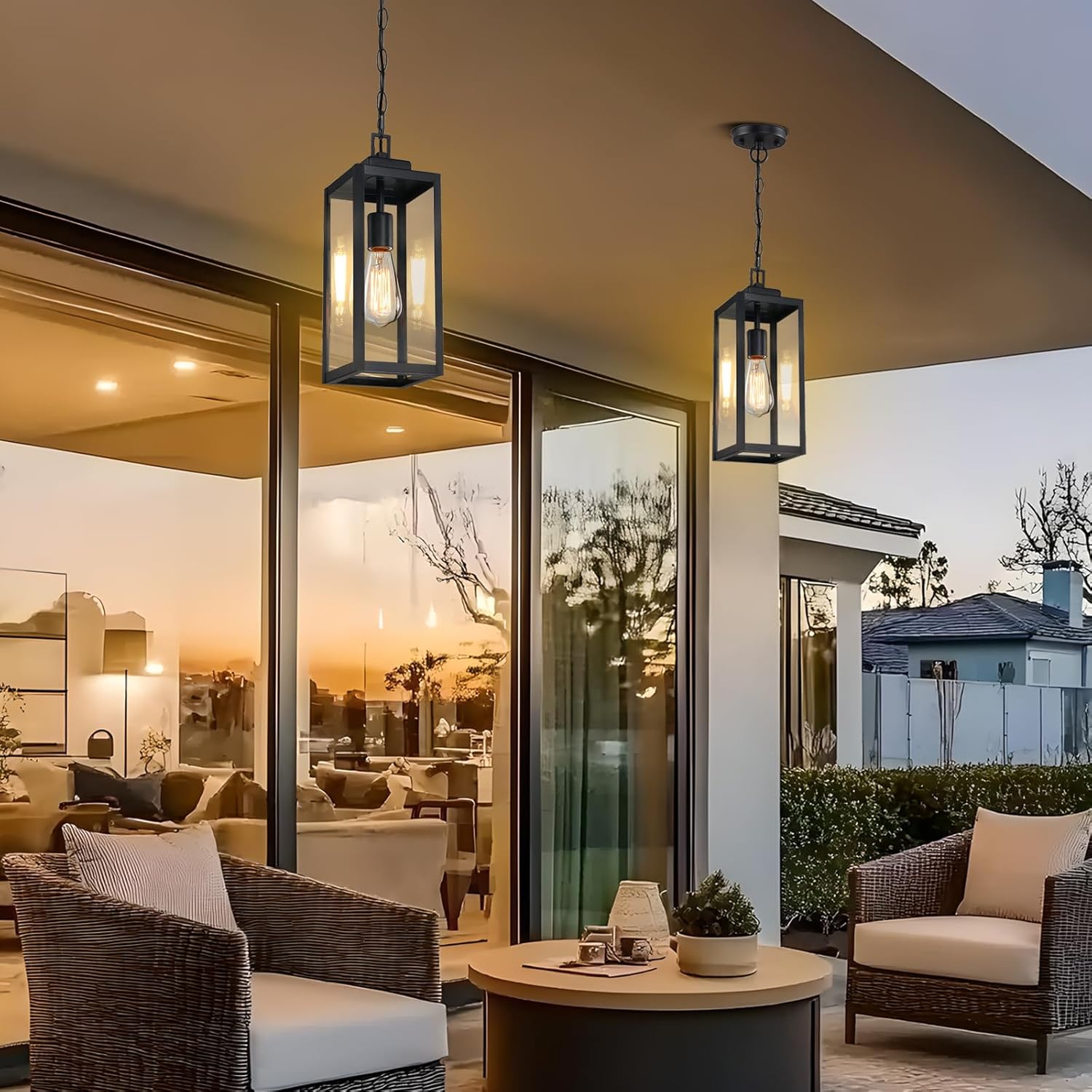 Modern Black Outdoor Pendant Light - Image 4