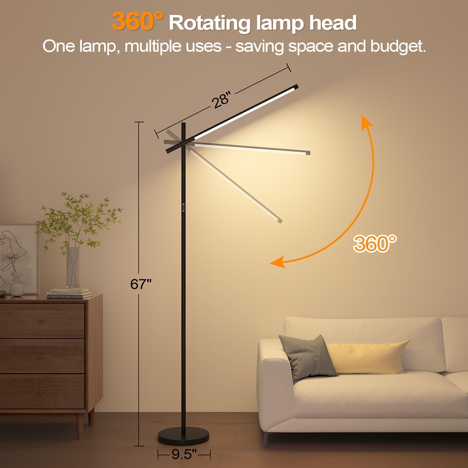 360° Rotating LED Corner Floor Lamp - Image 3
