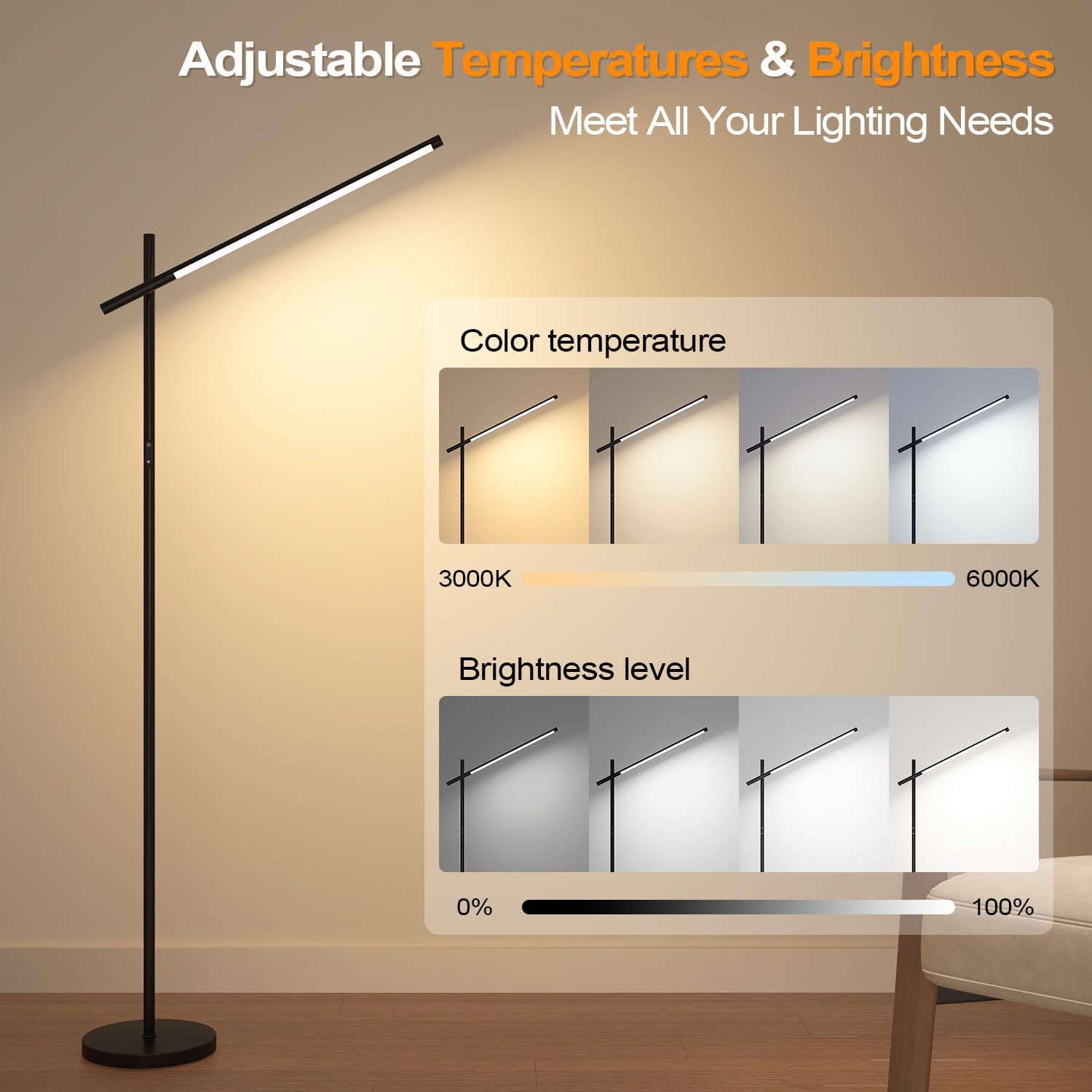 360° Rotating LED Corner Floor Lamp - Image 4