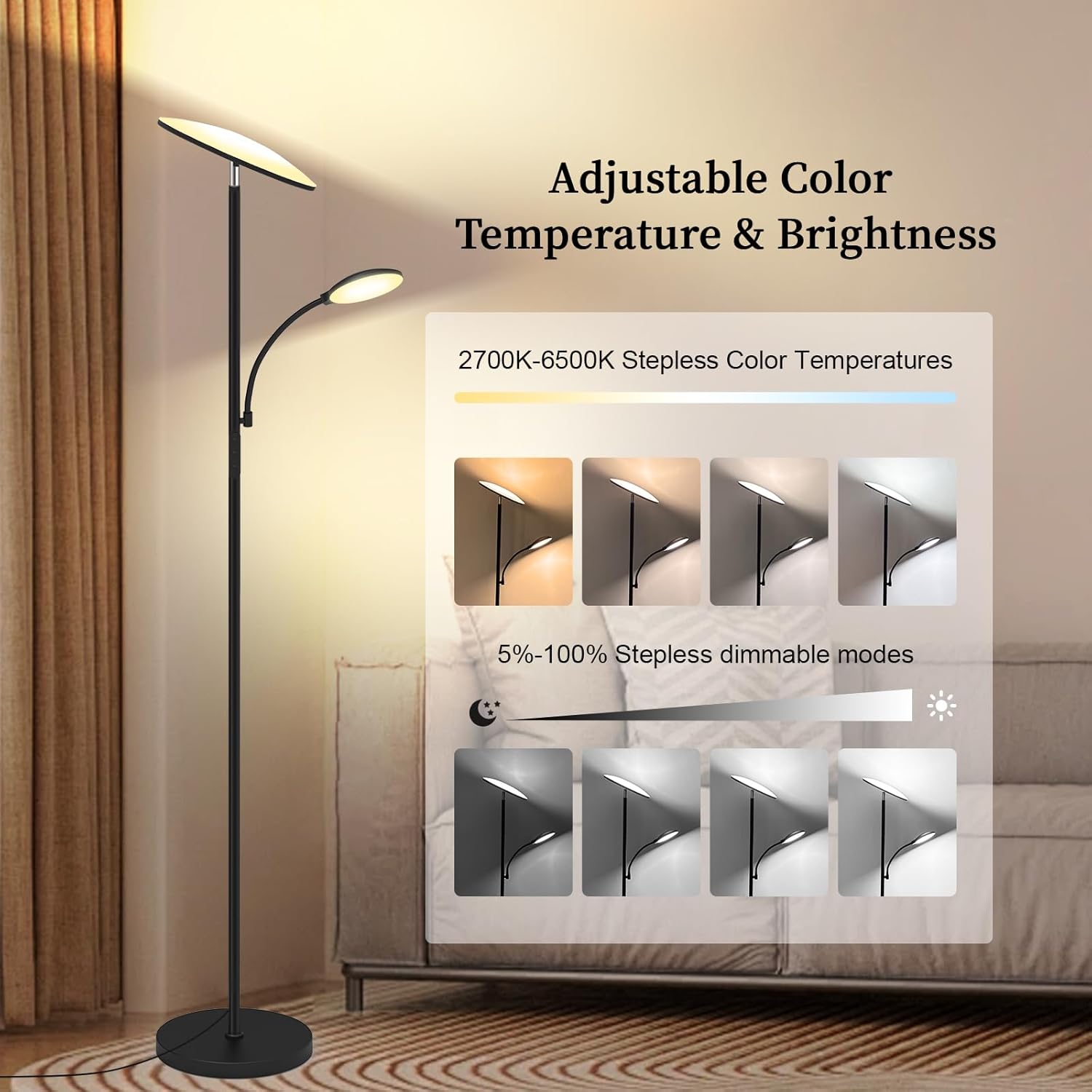 42W LED Floor Lamp with Remote - Image 3