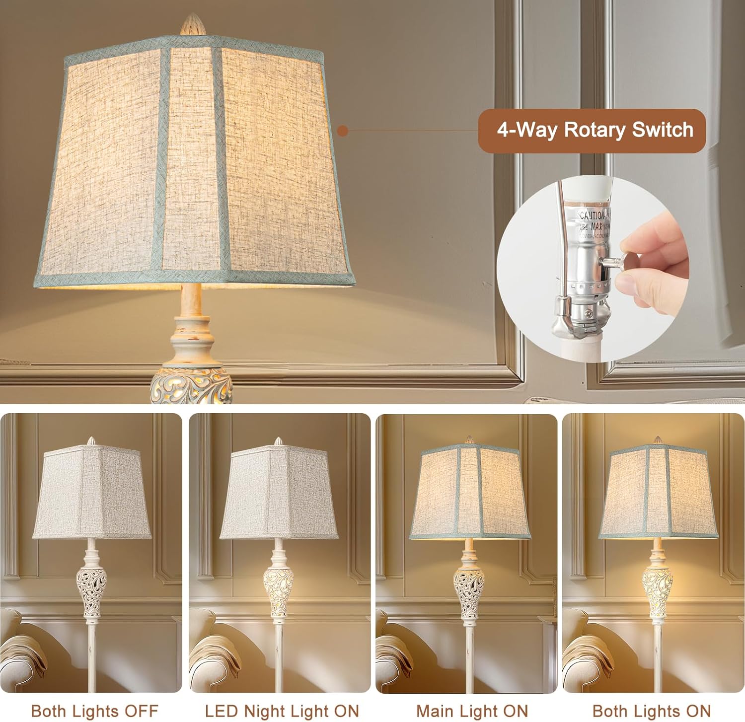 65'' Rustic Floor Lamp with Nightlight - Image 3