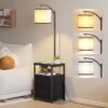 Black Floor Lamp with USB & Table