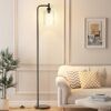 Black Industrial Floor Lamp with Glass