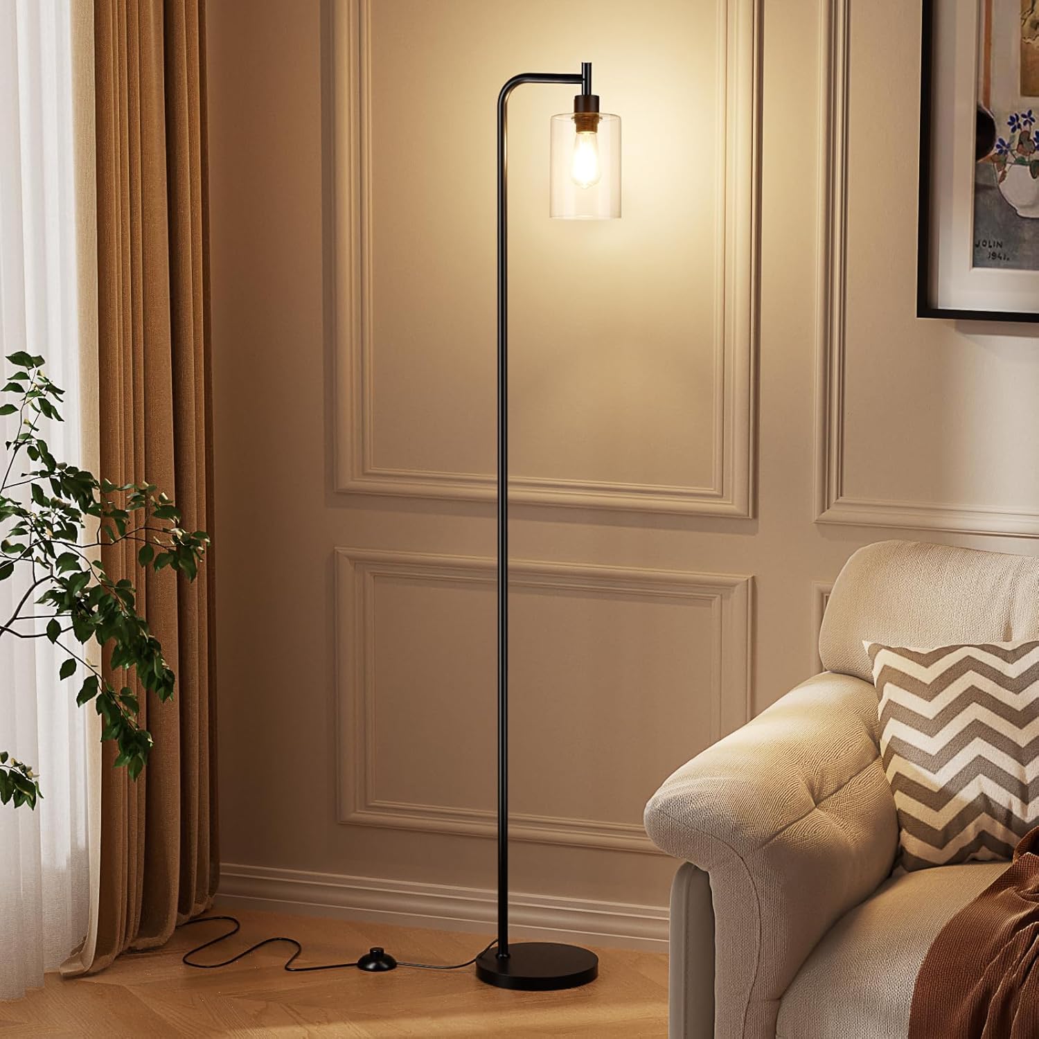 Black Industrial Floor Lamp with Glass - Image 4