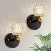 Black Vintage Glass Wall Sconce Set