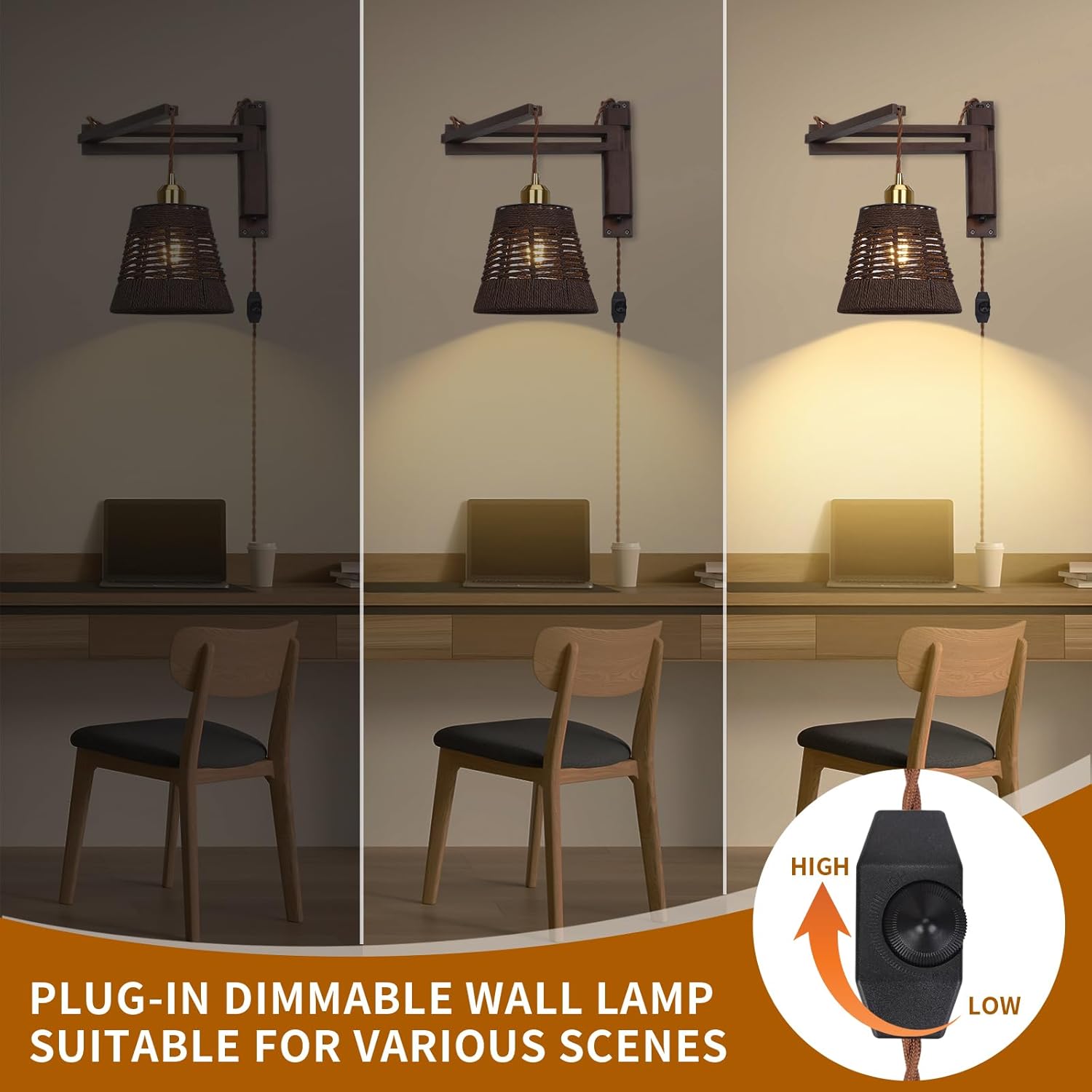 Wood Wall Lamp with Switch - Image 4