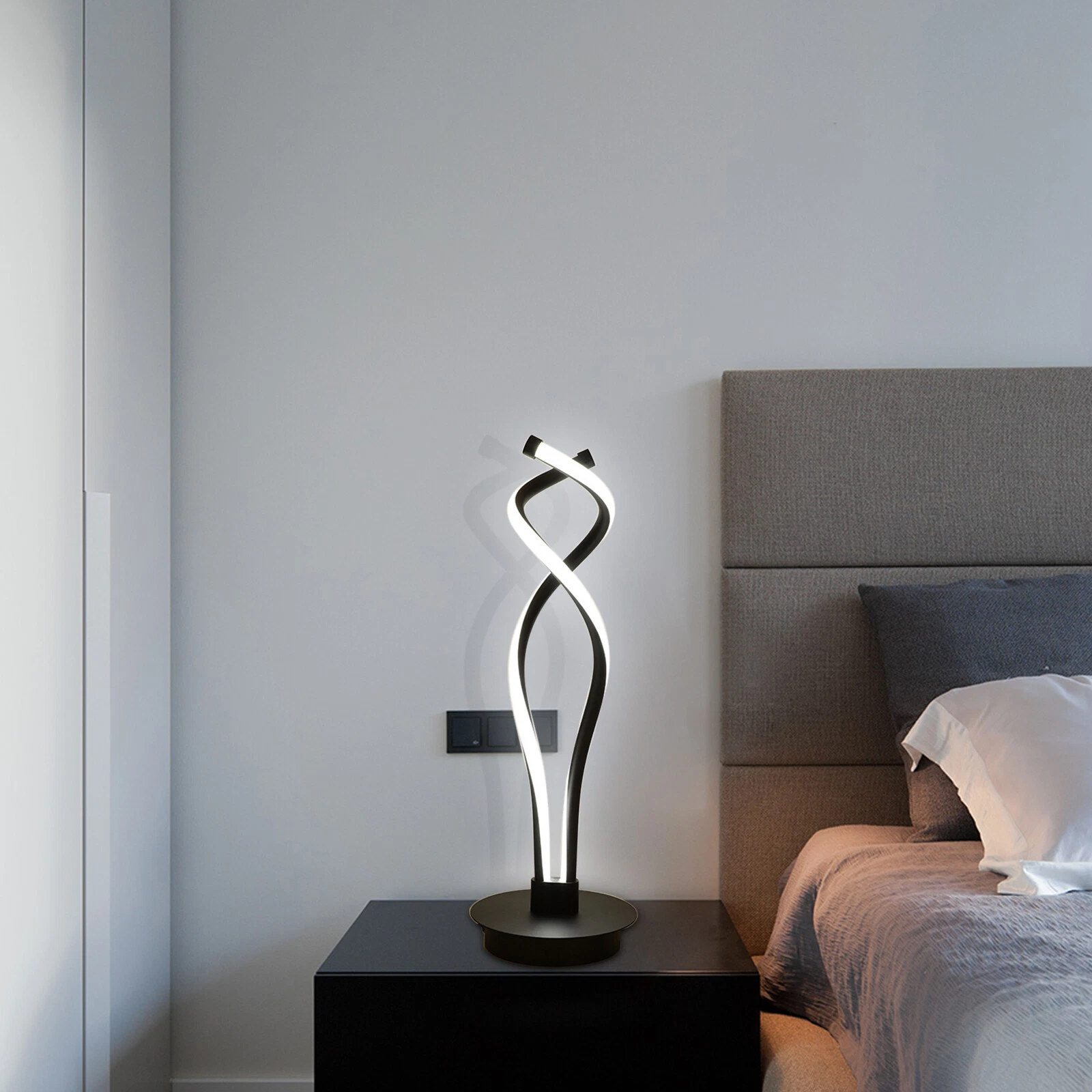 Curved Black LED Spiral Lamp - Image 4