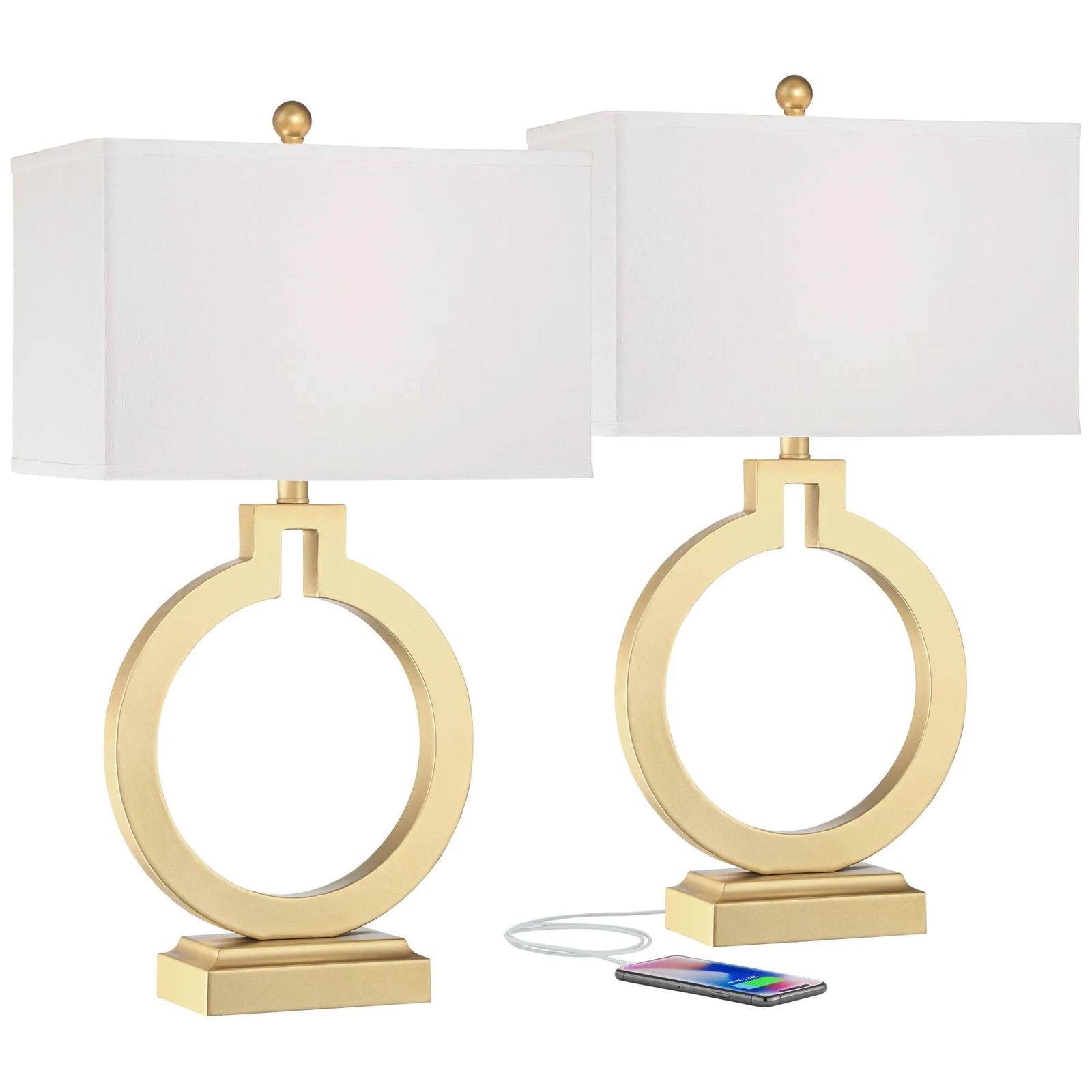 Gold USB Table Lamps Set - Image 4