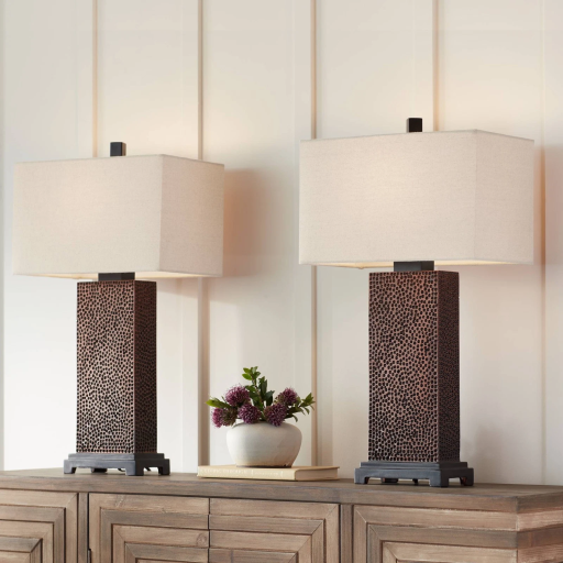 Rustic Bronze Farmhouse Lamp Set